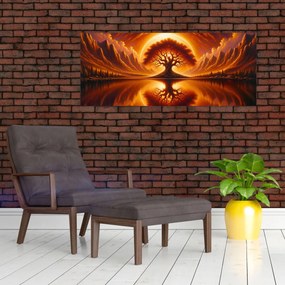 Obraz – Strom v krvavom slnku (120x50 cm)