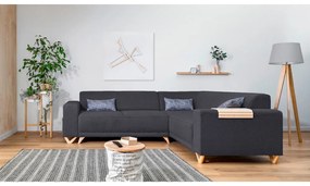 Antracitová rozkladacia/s úložným priestorom rohová pohovka (pravý roh/do L) Classy Sophie – Miuform