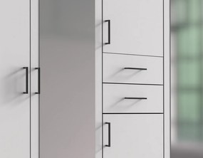 Šatníková skriňa so zrkadlami Düsseldorf, 225 cm, biela