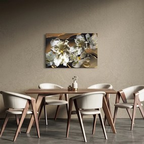 Obraz - Kvety orchideí na mramorovom pozadí (90x60 cm)