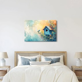 Obraz - Vtáčia búdka, akvarel (90x60 cm)