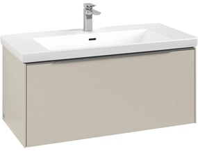 VILLEROY &amp; BOCH Subway 3.0 závesná skrinka pod umývadlo, 1 zásuvka, s LED osvetlením, 973 x 478 x 429 mm, Cashmere Grey, C569L0VN