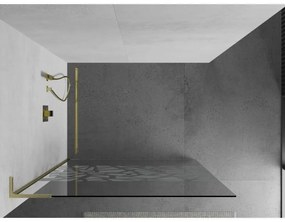 Mexen Kioto L, sprchová zástena Walk-In 110 x 200 cm, 8mm číre sklo biely vzor, zlatý matný profil, 800-110-103-55-85