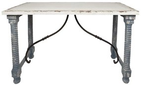 Bielo - modrý antik drevený jedálenský stôl Tamiré - 127*56*77 cm