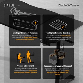 Výškovo nastaviteľný stôl Diablo X-Tensio 1400 čierny