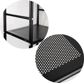 Erga Lexa, kúpeľňový kovový regál so 6 policami 28x32,5x166,5 cm, čierna matná, ERG-YKA-P.LEXA-BLK