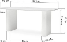 Jedálenský stôl Mesilla 180 cm biely