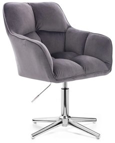 LuxuryForm DESIGN Kreslo AMALFI VELUR na striebornom kríži - tmavosivé