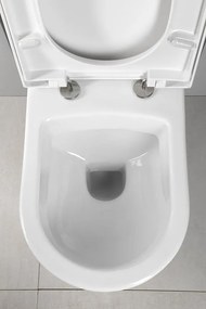 Sapho Sapho, závesné WC NERA s podomietkovou nádržkou a tlačidlom Schwab, biela, NS952-SET5