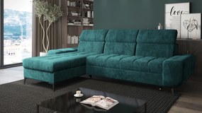 Moderno Meble Tyrkysový rohový gauč s funkciou spania Como na vlnitých pružinách