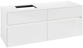 VILLEROY &amp; BOCH Collaro závesná skrinka pod umývadlo na dosku (umývadlo vľavo), 4 zásuvky, s LED osvetlením, 1400 x 500 x 548 mm, Glossy White, C132B0DH