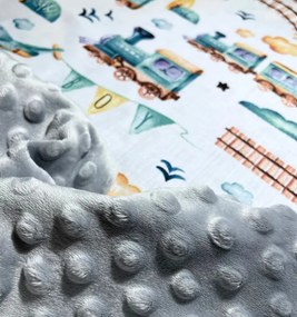 Deka Train detská/minky sivá 60x70 cm – vláčiková deka pre bábätká