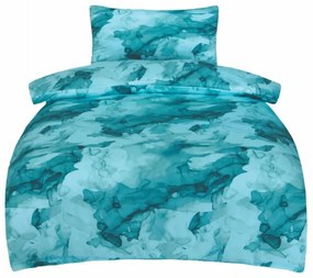 Ágynemű pamut szatén Ásványi türkiz 200x140cm+90x70cm TiaHome - 1x Vankúš 90x70cm, 1x Paplón 140x200cm