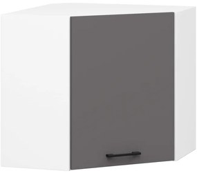 Rohová horná kuchynská skrinka OLIWIA W60/60N H580 biela / grafitová / sivá