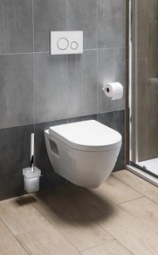 , Závesné WC NERA s podomietkovou nádržkou a tlačidlom Schwab, biela, NS952-SET5