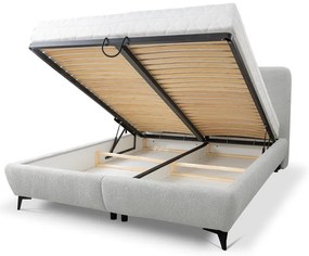 Svetlosivá čalúnená dvojlôžková posteľ s úložným priestorom s roštom 180x200 cm Makapu – Makamii