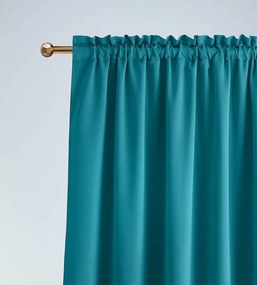 Štýlový tyrkysový zatemňujúci záves na riasiacu pásku 140 x 280 cm
