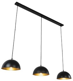 Priemyselná závesná lampa čierna so zlatými 3-svetlami - Magnax
