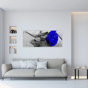 Obraz - Modrá ruža (120x50 cm)