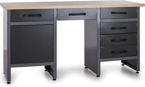 Pracovný stôl do dielne G1, 840 x 1600 x 600 mm, 6 zásuviek, 1 skrinka