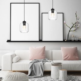 Závesné svietidlo Sombra, 1x transaprentné sklenené tienidlo, b