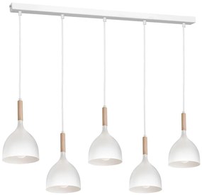Luster na lanku NOAK 5xE27/15W/230V biela/buk