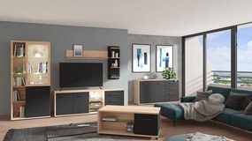 Kombinovaná komoda Lugano - dub artisan/čierna