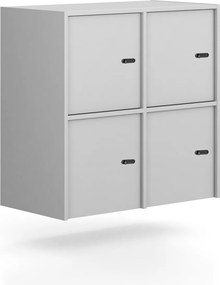 Nadstavba pre skrine FRAME, 4x dvere, 872 x 450 x 854 mm, mechanický zámok, sivá