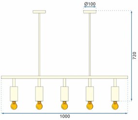 Toolight - Stropná lampa 5xGU10, APP210-3CPR, čierna, OSW-03400