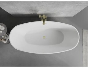 Mexen Lira, voľne stojaca vaňa, vzor, 170 × 80 cm, biela lesklá, zlatý matný prepad, 52831708000-55