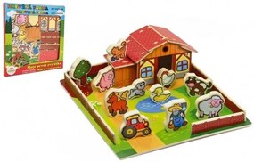 Domeček dřevěná farma Moje první zvířátka 31x31cm 28ks+podložka v krabici MPZ