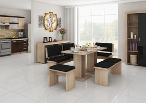 Jedálenský set Benito veľký (dub sonoma + čierna) (pre 6 osôb). Vlastná spoľahlivá doprava až k Vám domov. 1006541