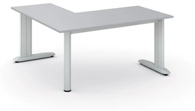 Rohový kancelársky písací stôl PRIMO FLEXIBLE, 1600 x 1600 mm, sivá