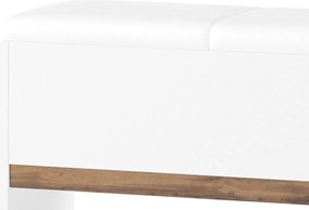 Čalúnená lavica Livorno 65 165 cm biela/dub Wotan