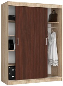 Šatníková skriňa s posuvnými dverami 150 cm CLP mono sonoma / wenge