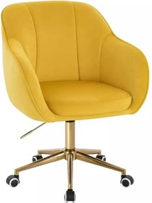 LuxuryForm DESIGN Stolička AVOLA VELUR na zlatej podstave s kolieskami - žltá