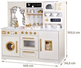 Veľká drevená kuchynská zostava v glamour štýle so zlatými doplnkami ZA5270