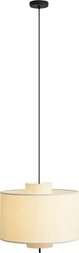 Japandi závesná lampa čierna s bielym ľanovým tienidlom 50cm - Rieu