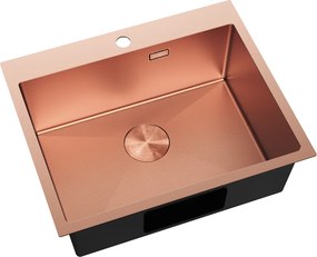 Mexen Solix, 1-komorový nerezový drez 600 x 500 mm, brúsená meď, vzor voština, 6408601000-65HC