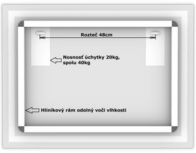 LED zrkadlo Moderna 80x60cm neutrálna biela - diaľkový ovládač Farba diaľkového ovládača: Čierna