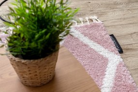 Koberec TROIK A0010,  ružovo -biely - strapce, Maroko Shaggy