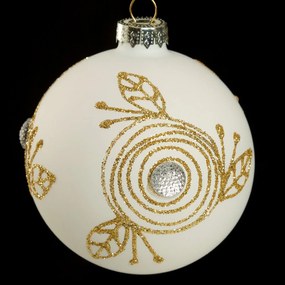 SKLENENÁ VIANOČNÁ BANKA NA STROMČEK SADA 4 KS (FI) 10 CM VZOROVANÁ