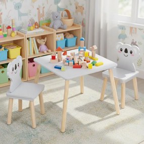 ECOTOYS detský nábytok: stolík + 2 stoličky Koala, drevo/MDF, pre deti 3+