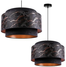 Závesné svietidlo Werona duo 3, 1x čierne textilné tienidlo so vzorom, c