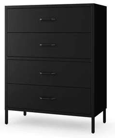 Čierna kovová komoda so zásuvkami na nožičkách CARLA Modern 800 x 1015 x 400 mm