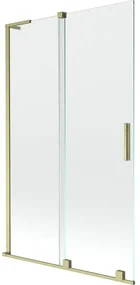 Mexen Velar L, 2-krídlová posuvná vaňová zástena 110 x 150 cm, 8mm číre sklo, zlatý matný profil, 896-110-003-01-55
