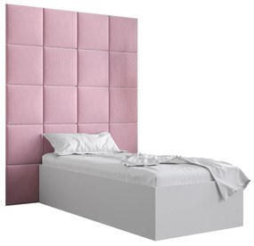 Jednolôžková posteľ s čalúneným čelom 90 cm Brittany 3 (biela matná + ružová) (s roštom). Vlastná spoľahlivá doprava až k Vám domov. 1045957