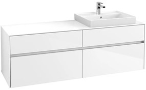 VILLEROY &amp; BOCH Collaro závesná skrinka pod umývadlo na dosku (umývadlo vpravo), 4 zásuvky, s LED osvetlením, 1600 x 500 x 548 mm, Glossy White, C023B0DH