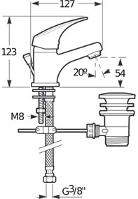 JIKA H3111N10041111 - Umyvadlová batéria + výpusť s prepadom TALAS 12,3 cm chróm