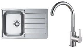 ALVEUS SET0026 - Kuchynský drez LINE + drezová batéria TONIA 29,5 cm satin/chróm